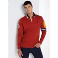 LOIS Jeans Lois Jeanstil mænd. 132393428 LOIS JEANS - Langærmet poloshirt med bordeaux ærmepatches (XXL), Casual, Rødbrun, Bomuld, Klassisk, Lange ærme