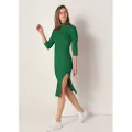 LOIS Jeans Lois Jeanstil kvinder. 447702367 Grøn midi strikkjole (S), Casual, Viscose, 3/4 ærmer