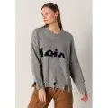 LOIS Jeans Lois Jeanstil kvinder. 452902436 Destroy trøje grå (L), Casual, Polyester, Lange ærmer