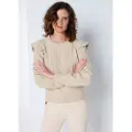 LOIS Jeans Lois Jeanstil kvinder. 452832392 Beige trøje med flæser (XS), Casual, Akryl, Lange ærmer