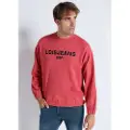 LOIS Jeans Lois Jeanstil mænd. 165633387 Lyserød sweatshirt med 3D-broderi (S), Casual, Pink, Bomuld, Lange ærmer