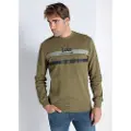 LOIS Jeans Lois Jeanstil mænd. 165643388 Jaquard-sweatshirt med grafisk bokskrave grøn (3XL), Casual, Bomuld, Lange ærmer