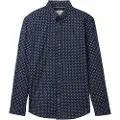 Tom Tailor Fitted Printed Poplin Skjorte Med Lange ærmer