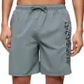 Superdry Superdrytil mænd. M3010227A Premium broderet badedragt grå (L), Badetøj, Bæredygtig, Genanvendt polyester