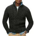 Superdry Superdrytil mænd. M6110639A Flettet strikket trøje med halv lynlås Jacob sort (L), Casual, Akryl