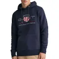Gant Ganttil mænd. 2047082 Archive Shield Hættetrøje navy (XXL), Casual, Bomuld, Lange ærmer, Blå