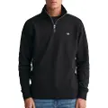Gant Ganttil mænd. 2008005 Shield sweatshirt med halv lynlås, sort (M), Casual, Bomuld