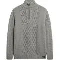 Superdry Superdrytil mænd. M6110639A Flettet strikket trøje med halv lynlås Jacob grå (XL), Casual, Akryl, Bæredygtig