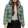 Superdry Superdrytil kvinder. W5011721A Puffer sportsjakke grøn (S), Casual, Genanvendt polister, Bæredygtig