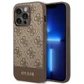 GUESS 4G Stripe iPhone 14 Pro Max Hybrid Cover - Brun