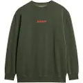 Superdry Superdrytil mænd. M2013734A Løs sweatshirt med rund hals og grønt mikrologoprint (M), Casual, Bomuld