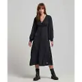 Superdry Lace Trim Langærmet Midi-kjole