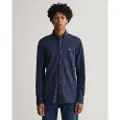 Gant Ganttil mænd. 3230243 Skjorte Regular Fit Pique navy (XXL), Casual, Bomuld, Lange ærmer, Blå