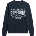 Superdry Superdrytil mænd. M2013793A Machined Goods Workwear navy sweatshirt med rund hals (L), Casual, Bomuld, Blå