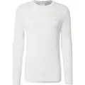 Gant Ganttil mænd. 8040521 Jumper med rund hals i råhvid bomuldspiqué (L), Casual, Lange ærmer