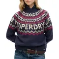 Superdry Superdrytil kvinder. W6110555A Fairisle marineblå trøje (XS), Casual, Akryl