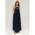 Superdry Lace Halter Beach ærmeløs Lang Kjole