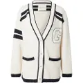 Gant Ganttil kvinder. 4805281 Varsity Cardigan med spidskrave hvid (XL), Casual, Økologisk bomuld, Bæredygtig