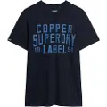 Superdry Superdrytil mænd. M1011900A Arbejdstøjs-T-shirt fra Copper Labels navy-serie (S), Casual, Bomuld, Korte ærmer, Blå