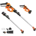 Vevor 2-i-1 akku-stangsav &amp; minikædesav, 20V 2Ah batteristangkædesav, 5" skærekapacitet 8 ft rækkevidde stangsav til grenskæring og træbeskæring (batteri og klingedæksel inkluderet)