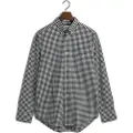 Gant Ganttil mænd. 3000120 Sort Vichy-ternet poplinskjorte Regular Fit (XL), Casual, Bomuld, Lange ærmer