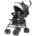 Vevor Letvægts klapvogn, Kompakt Let Foldbar Multipositions Hældbar Kaleche Ryglæn, Stel i Kulstofstål, Stor Opbevaringskurv, Paraplybabyklapvogn til Rejser og Mere, Sort/Hvid