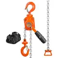 Vevor manuel kædetalje, 1/2 ton 1100 lbs Kapacitet 10 FT Come Along, G80 galvaniseret kulstofstål med Weston Double-Pawl Bremse, automatisk kædeføring og 360° rotationskrog, til garagefabriksdok