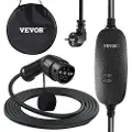 Vevor Bærbar elbiloplader, Type 2 10A, Elbiloplader 6 meter ladekabel med UK 3-benet stik, IP66 maks. vandtæthedsniveau, 3 kW 250 V IEC 62196-2 Ladestation til elbiler hjemme med bæretaske, CE