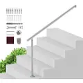 Vevor Gelændere til udendørs trin, 47,3 tommer / 120 cm dækgelændersæt, vægmonteret, rækværk til udendørs trin med installationssæt, gelændere til seniorer, verandagelænder og dækgelændersæt, sølv