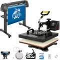 Vevor Digital Clamshell 15"x15" (38 x 38 cm) varmeoverføringspresse + 34 tommer vinylskærermaskinesæt med software