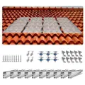 Vevor monteringsbeslag til solpaneler, monteringssæt til solpaneler med 10 x 4" miniskinner, 4 endeklemmer og 6 milde klemmer, monteringsbeslag til solpaneler til metaltag, betontag, trætag, tegltag