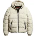 Superdry Superdrytil mænd. M5011827A Quiltet jakke med hætte Sports beige (M), Casual, Polyester