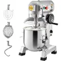 Vevor Commercial Stand Mixer, 15Qt rustfri stål skål, 850W Heavy Duty elektrisk madmixer med 3 hastigheder Justerbar 113/184/341 RPM, Piskeris med dejkrog inkluderet, perfekt til bagerpizzeria