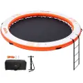 Vevor Oppustelig Flydebro, Ø10FT Oppustelig Broplatform med Ø8FT Trampolinnet Pool, Skridsikker Flydeplatform Vandmåtte med Bærbar Taske & Aftagelig Stige til Afslapning ved Poolen og Stranden