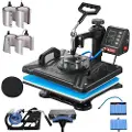 Vevor Heat Press 12X15 Inch 10 I 1 Heat Press 1000W Heat Press Machine med 360° Rotation Swing Away Sort 10 I 1 T-Shirt Sublimation Machine Dual-Tube Opvarmning til DIY Kuglepenne Kasketter Krus og sk