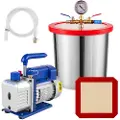 Vevor 3 CFM 1/4HK Enkelttrinsvakuumpumpe, 3 gallon (13 liter) vakuumkammersæt, HVAC A/C kølesæt