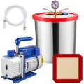 Vevor 19 L (5 gallon) vakuumkammersæt med 28 L/min (3 CFM) 186W (1/4 hk) et-trins vakuumpumpe - HVAC A/C kølesæt