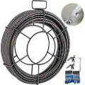 Vevor Afløbsrensningskabel 50 fod x 3/8 tomme fast kerne kabel Kloakkabel Afløbssnegl Kabelrenser Slangetilstopningsrør Afløbsrensningskabel Kloakafløbssnegl Slangerør