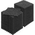 Vevor Modulær Sammenlåsningspude, 55-pak 30 x 30 cm Splejsningsafløbsmåtter, Bløde PVC Sammenlåsningsafløbsgulvfliser, Skridsikre afløbshuller til Toilet, Badeværelse, Køkken, Pool, Våd, Sort