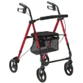 Vevor Rollator til seniorer og voksne, letvægts foldbar rullende gåstol i aluminium med justerbart sæde og håndtag, udendørs mobilitetsrullator med 8" terrængående hjul, 300 kg kapacitet