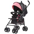 Vevor Letvægts klapvogn, Kompakt, Let Foldbar, Multipositions-Lænefunktion, Kaleche, Ryglæn, Stel i Kulstofstål, Stor Opbevaringskurv, Paraply-Babyklapvogn til Rejser og Mere, Sort/Pink