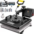 Vevor Varmepresse 8 i 1 Varmepressemaskine 38x38cm Varmeoverføringspresse 15x15Inch T-shirt Presse Multifunktionel Sublimeringsmaskine til T-shirt Krus Hat Plade Transfer