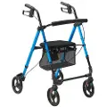 Vevor Rollator til seniorer og voksne, letvægts foldbar rullende gåstol i aluminium med justerbart sæde og håndtag, udendørs mobilitetsrullator med 8" terrængående hjul, 300 kg kapacitet