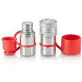 Vevor 1/2" hydrauliske flade koblinger, 1/2" NPT hydrauliske hurtigkoblinger til minilæssere med 2 støvhætter (ISO16028)