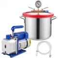 Vevor 5,7 l (1,5 gallon) 28 l/min (3 CFM) 186 W (1/4 hk) vakuumkammer, kølemiddelvakuumpumpe HVAC enkelttrinsvakuumpumpe klimaanlæg roterende lamelvakuumpumpe klimaanlægsvakuumevakuumpumpe