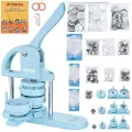 Vevor Knapmaskine, 1/1,25/2,28 tommer (25/32/58 mm) 3-i-1 nålemaskine, 300 stk. knapdele, knapmaskine med Panda Magic Book, ergonomisk buehåndtag, stansemaskine til børn, gør-det-selv-gaver, blå