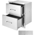 Vevor Udendørs Køkkenskuffer 18B x 20,6H x 12,7D tommer, Planmonterede Dobbelte Grillskuffer Rustfrit Stål med Håndtag, Grilløskuffer til Udendørs Køkkener eller Terrassegrillstation