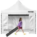 Vevor 10 x 10 FT pop-up baldakintelt, udendørs terrassepavilleltelt med aftagelige sidevægge og taske på hjul, UV-resistent vandtæt øjeblikkelig havepavillon til fest, have, baggård, hvid