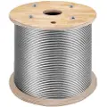Vevor 316 rustfrit stålkabel 1/8" 1x19 stålkabel wire 150M/500FT kabel gelændertransport wire kabel til gelænder terrassebord gør-det-selv balustrade (150M)