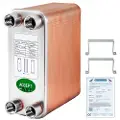 Vevor Varmeveksler Loddet Pladevarmeveksler 1/2” BSP FPT Porte 60 Pladevarmeveksler 60 Pladeveksler Rustfrit stål 316L fladpladevarmeveksler til vandbaseret opvarmning